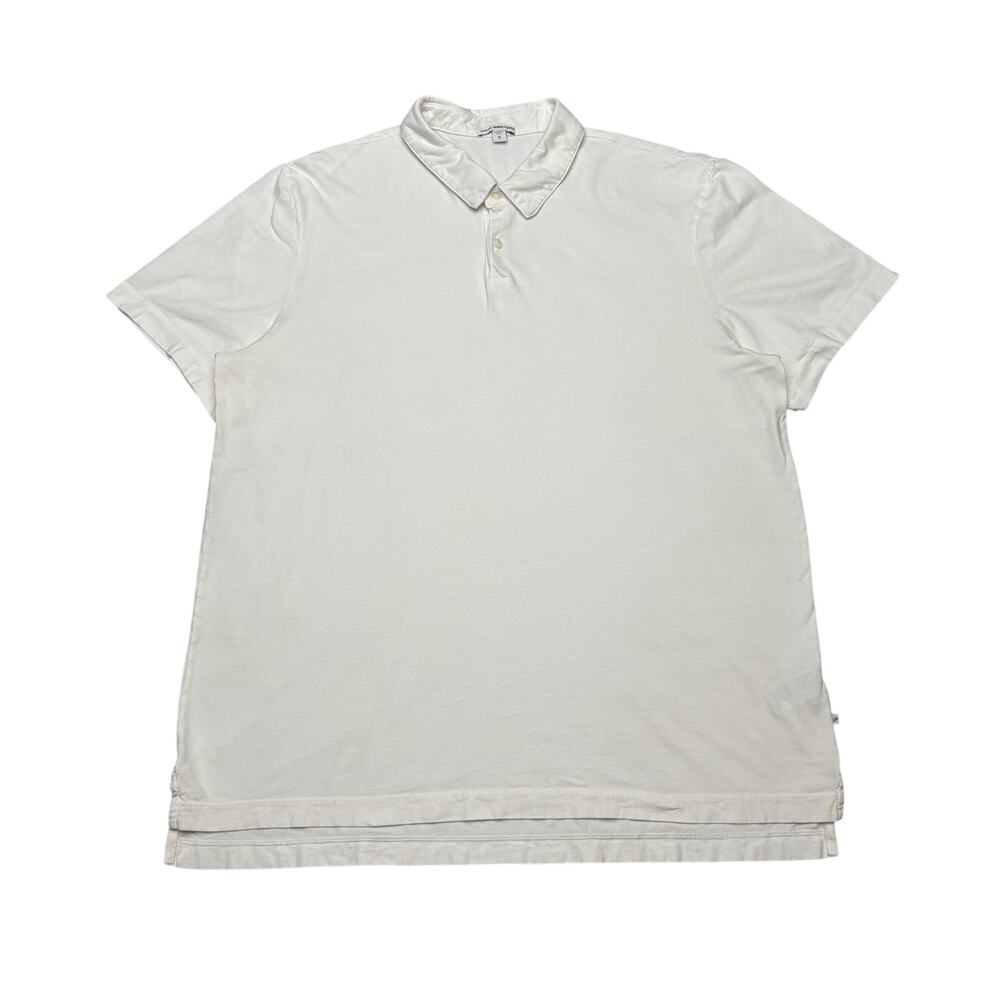 Standard James Perse Sueded Jersey Polo Shirt Men's 5/XXL White Quiet Luxury